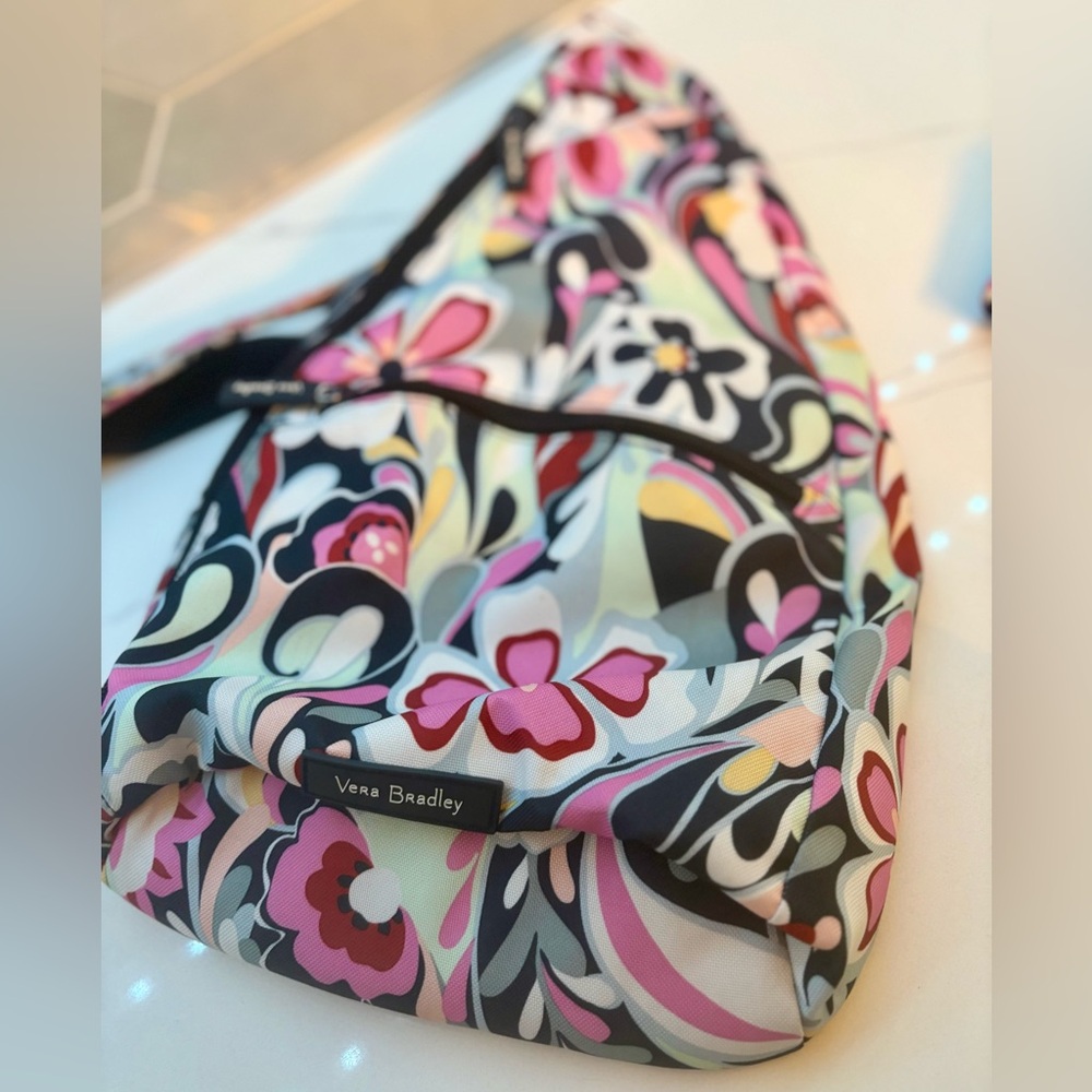Vera Bradley Lighten Up Sling Backpack Navy Pink Mod Paisley w/ matching wallet